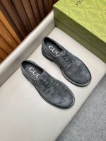 Gucci Grey calfskin Leather Shoes-Gucci Man Business Leather Shoes